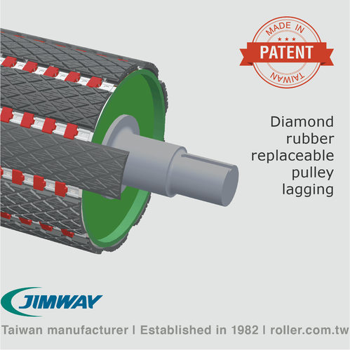 Diamond Groove Rubber Replaceable Pulley Lagging